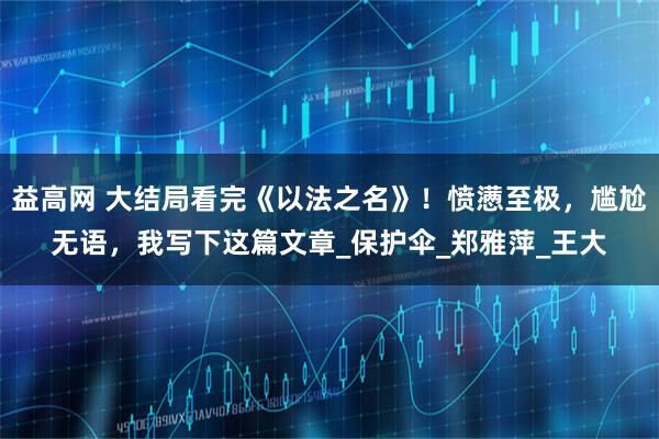 益高网 大结局看完《以法之名》！愤懑至极，尴尬无语，我写下这篇文章_保护伞_郑雅萍_王大