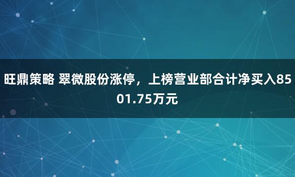 旺鼎策略 翠微股份涨停，上榜营业部合计净买入8501.75万元